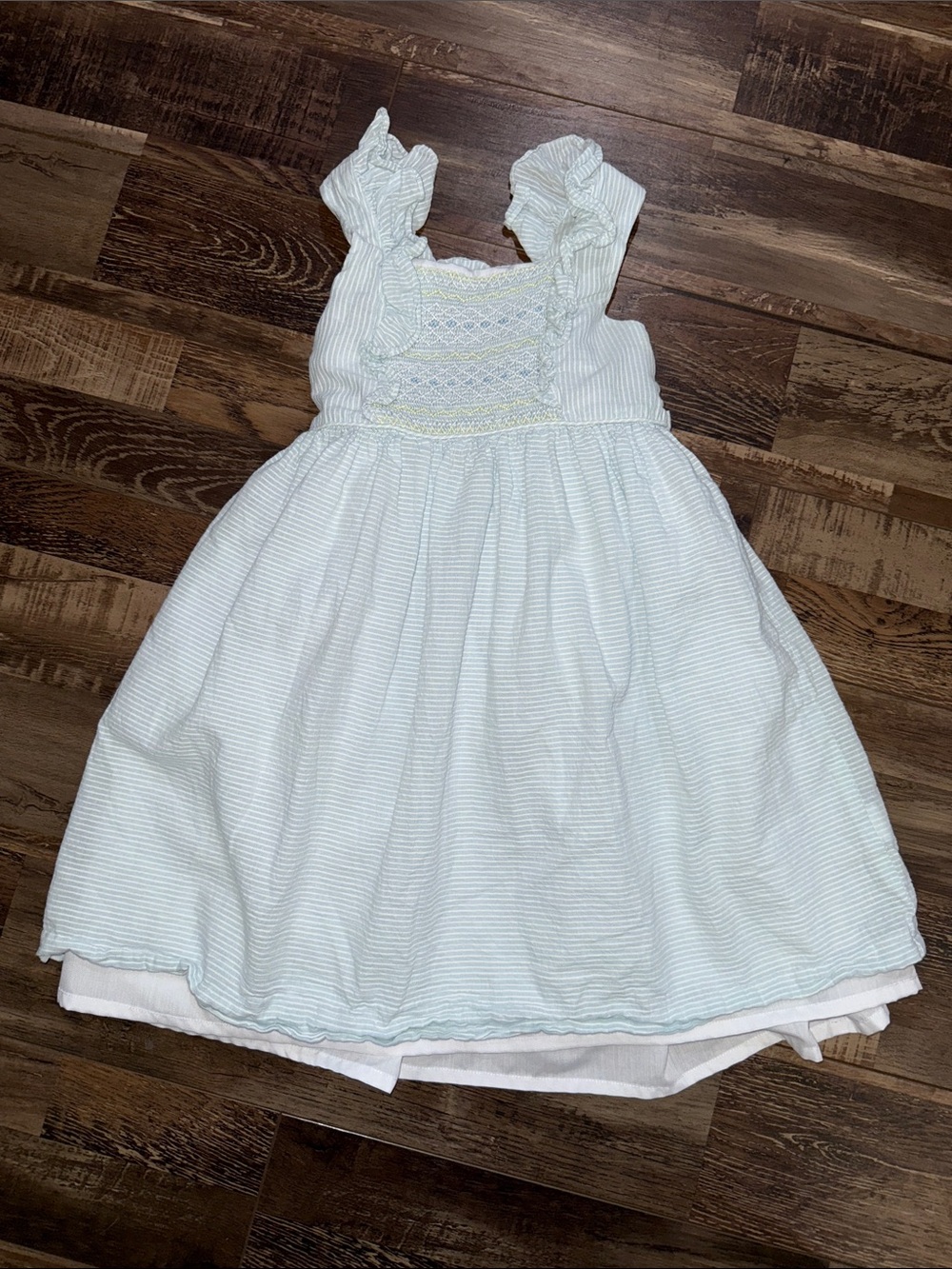 Edgehill Collection Pale Blue Smocked Ruffle Strap Dress